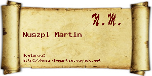 Nuszpl Martin névjegykártya